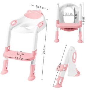 Training potty potty training toilet,SKYROKU Training Toilet for Kids Boys Girls Toddlers-Comfortable Safe Potty Seat with Anti-Slip Pads Ladder (Pink)