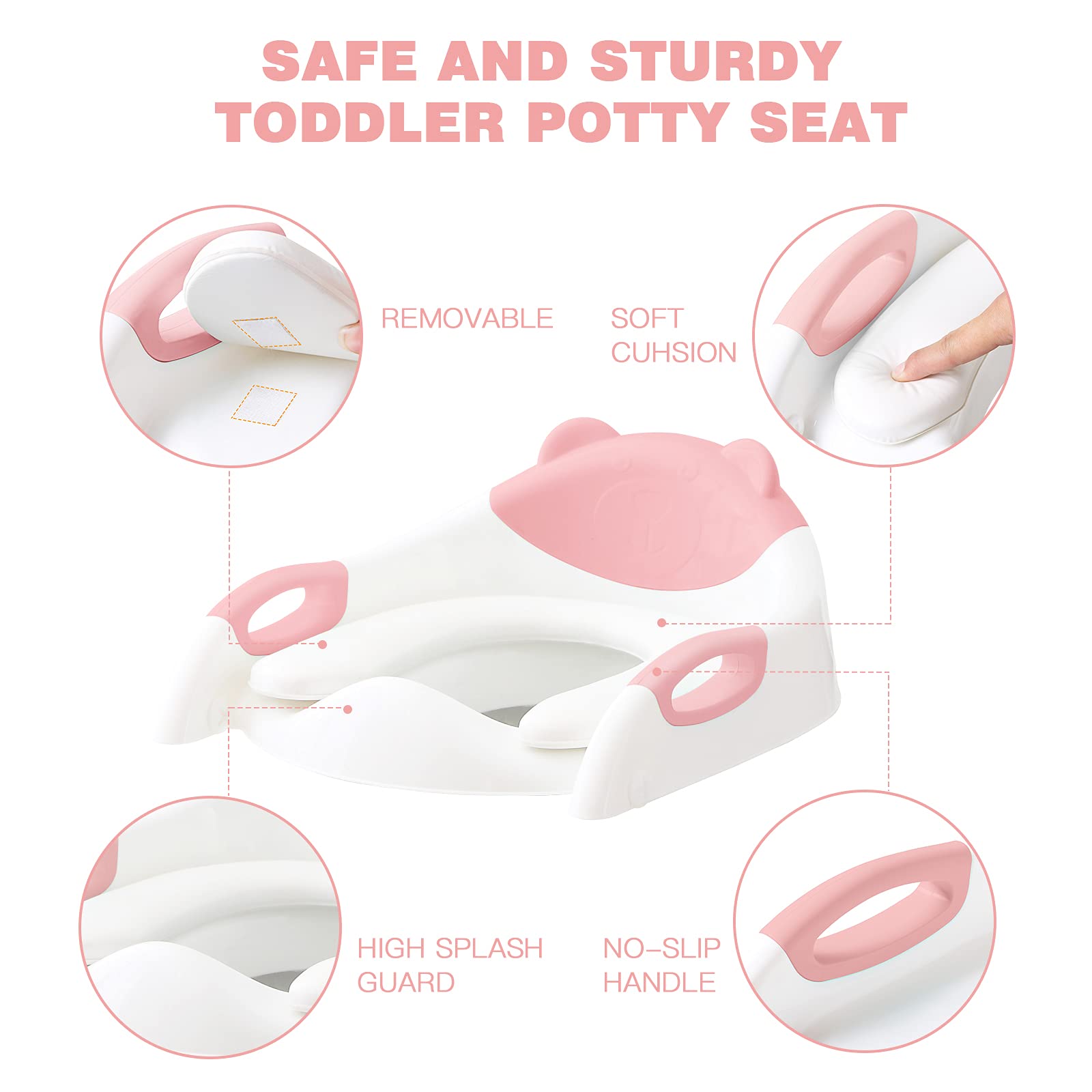 Training potty potty training toilet,SKYROKU Training Toilet for Kids Boys Girls Toddlers-Comfortable Safe Potty Seat with Anti-Slip Pads Ladder (Pink)