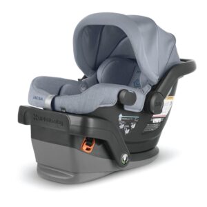 uppababy mesa v2 infant car seat/easy installation/innovative smartsecure technology/base + robust infant insert included/direct stroller attachment/gregory (blue mélange/merino wool)