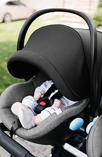 Clek Liing Infant Car Seat with Adjustable Headrest, Compact Design, Latch-Compatible Design, and Flame-Retardant Free (Pitch Black)