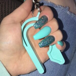 The Car Seat Key - Original Car Seat Key Chain Buckle Release Tool - Easy Unbuckle Opener Aid for Nails, Parents, Grandparents & Older Children by NAMRA Made in USA (Teal)