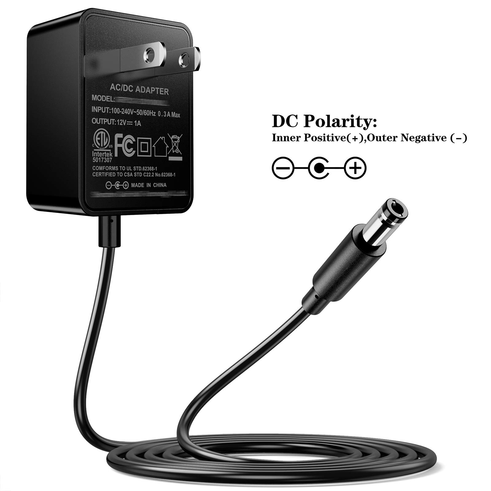 SoulBay 12V 1A AC Adapter Charger Replacement w/8 tips, Regulated Power Supply Cord for LED Strip Light, CCTV Camera, BT Speaker, GPS, Webcam, Router, DC12V Transformer with ETL Certificate