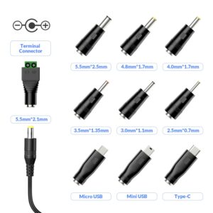 5V 3A 2.5A 2A 1.5A 1A AC Adapter Switching Power Supply Replacement Wall Charger with 8 Tip for Tablets LED Pixel Strip Light CCTV Routers Camera Security System Webcams