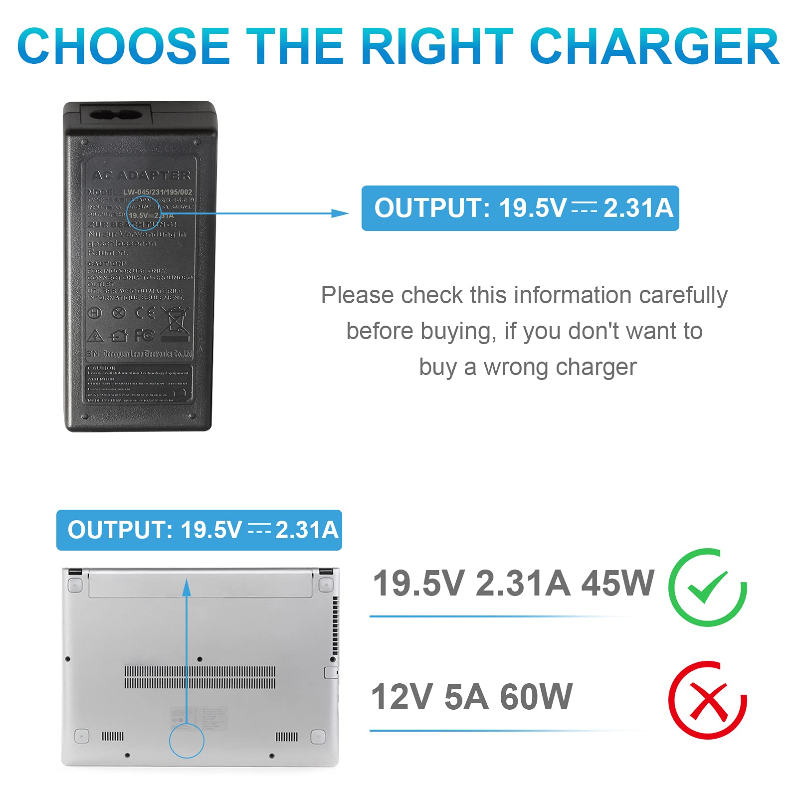 AC Doctor INC 19.5V 2.31A 45W AC Adapter Charger for HP Pavilion 11 13 15 X360 M3 elitebook Folio 1040 G1 G2 G3 touchsmart 11 13 15 Spectre ultrabook(Only Compatible with Blue Tip : 4.5 X 3mm)