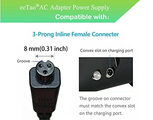 eeTao 3-Prong 42V AC/DC Adapter Charger Compatible with Evercross HY-A21 HYA21 36V 2Ah 72Wh 36VDC Lithium Li-ion Battery Model HLT-118C-4201000 HLT-118C4201000 Shenzhen Hyleton Power Supply Cord