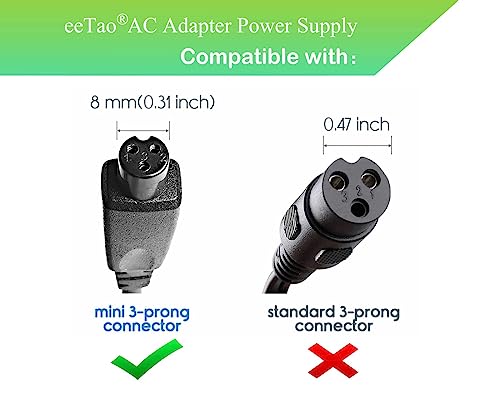 eeTao 3-Prong 42V AC/DC Adapter Charger Compatible with Evercross HY-A21 HYA21 36V 2Ah 72Wh 36VDC Lithium Li-ion Battery Model HLT-118C-4201000 HLT-118C4201000 Shenzhen Hyleton Power Supply Cord