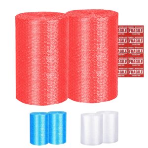 yens bubble cushioning rolls packing materials, 3/16" air bubble,72 ft, 12 inch width perforated every 12" (72 ft, red)