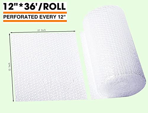 packbabol Bubble Cushioning Wrap Rolls 2-Pack, 12 Inch x 72 Feet 3/16" Air Bubble, Bubble Moving Wrap for Packing, Moving Supplies, Small business