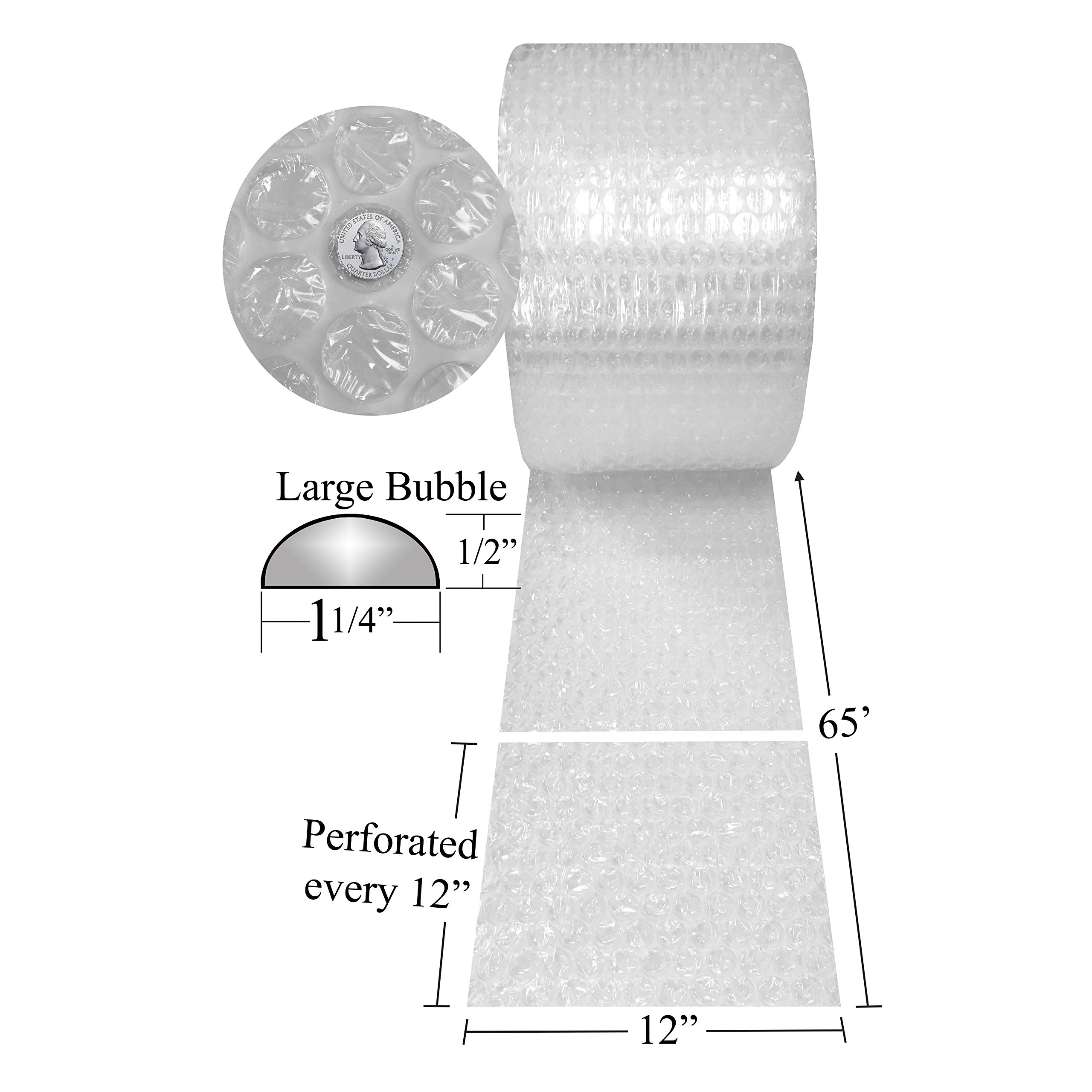 Bubble Cushioning Protective Packaging Large 1/2" (12" Wide x 65' Length)