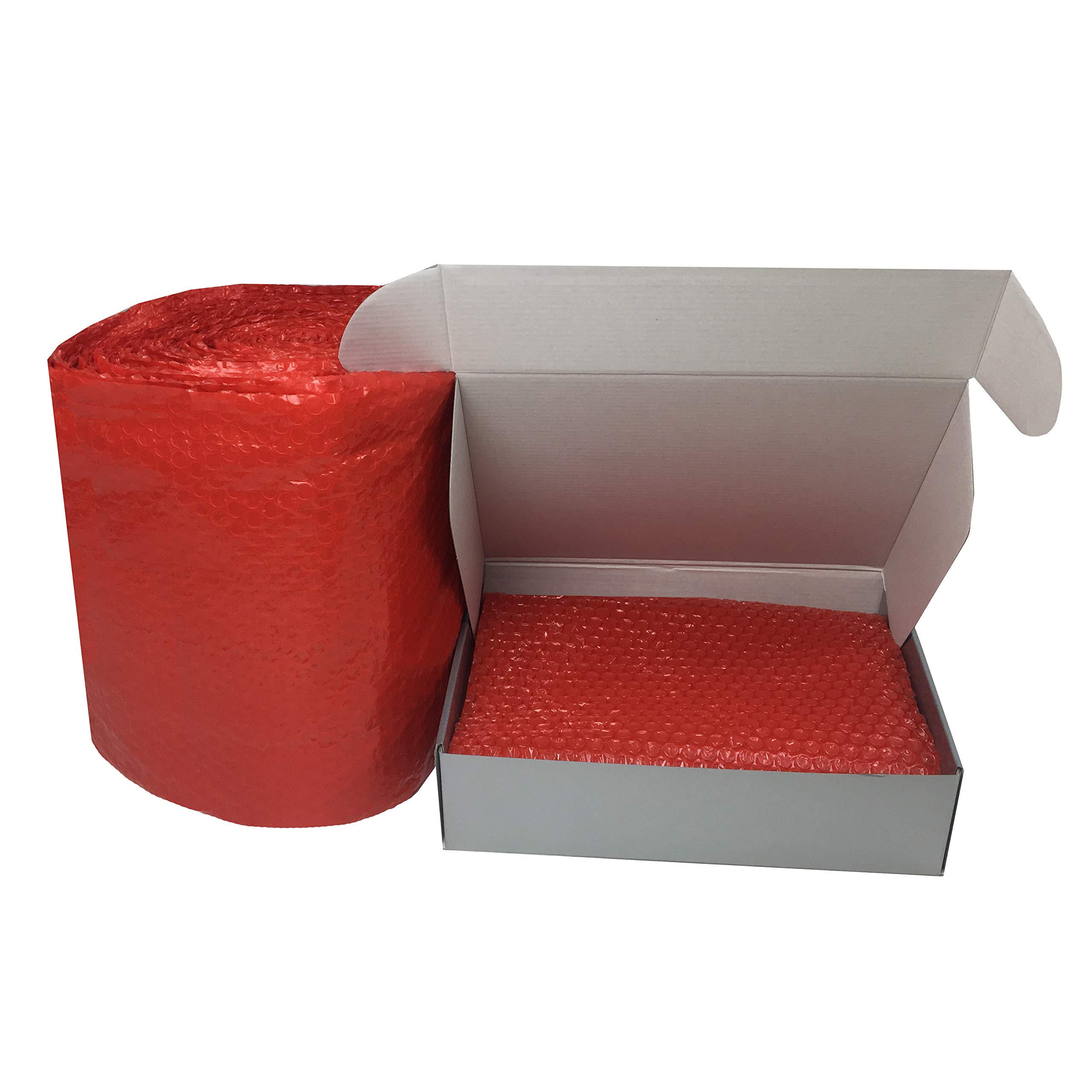 Color Bubble Protective Packaging Rolls - 3/16" (12" Wide x 30' Length, Red)