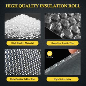 fowong Reflective Insulation Roll, 23.6" x 10 Ft Window Insulation for Summer Heat, Aluminum Foil Bubble Insulation Foam, Window Insulation Kit Radiant Barrier for RV Thermal Heat Shield