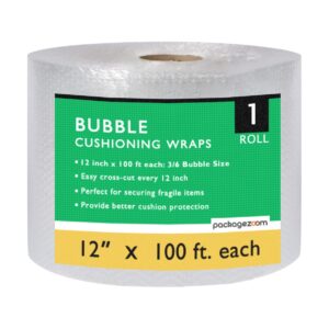 bubble cushioning wrap 12 inch x 100 feet perforated every 12” shipping packing moving supplies for packing 1 roll