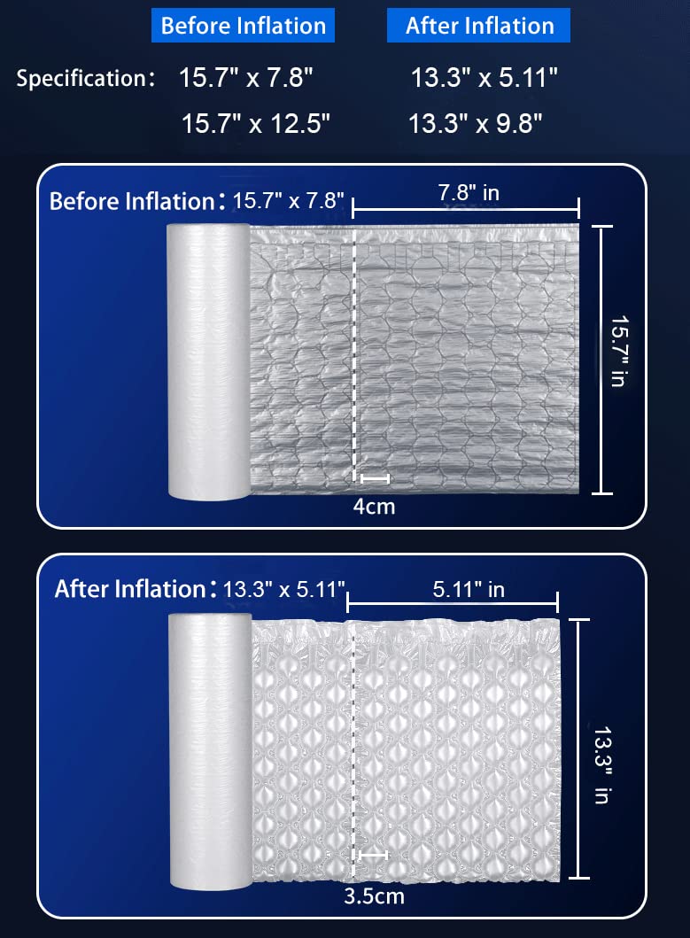 SOLTECH Inflatable Air Bubble Film Cushioning Wrap Rolls,Perforated, Easy to Tear,Large Air Bubble, 15.7 Inchx984 Feet Total,Packing, Industrial, Business Bubble Supply (Perforated Line 7.8" in)