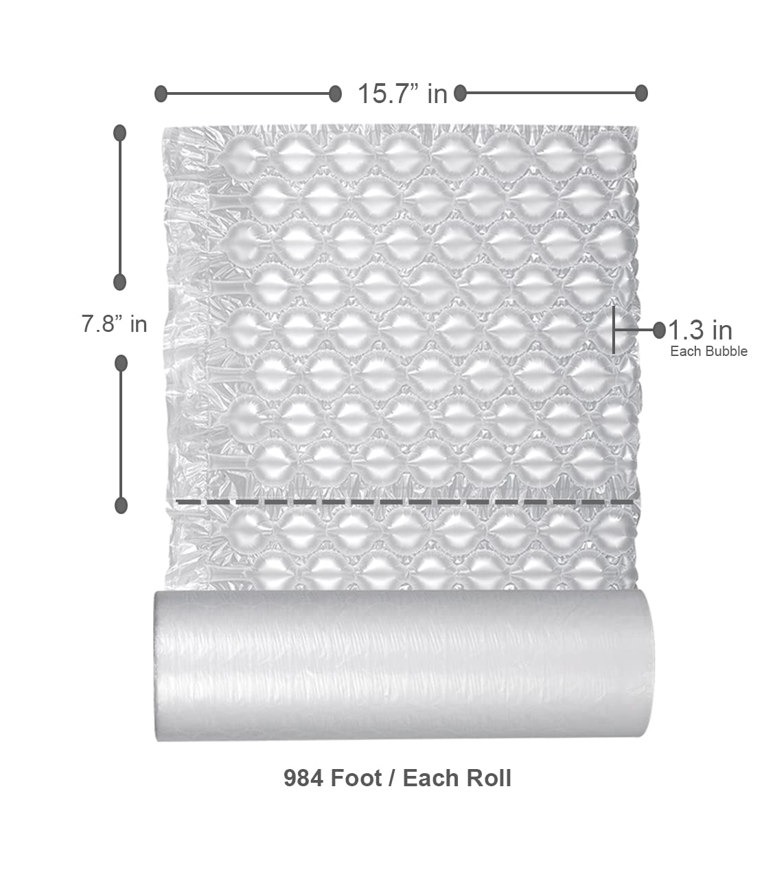 SOLTECH Inflatable Air Bubble Film Cushioning Wrap Rolls,Perforated, Easy to Tear,Large Air Bubble, 15.7 Inchx984 Feet Total,Packing, Industrial, Business Bubble Supply (Perforated Line 7.8" in)