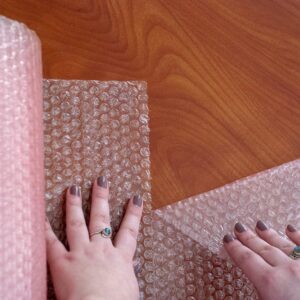 Mighty Gadget Pink Bubble Cushioning Wrap Rolls, 12" x 36’ ft, Perforated Every 12" for Packaging, Shipping, Mailing (AntiStatic)