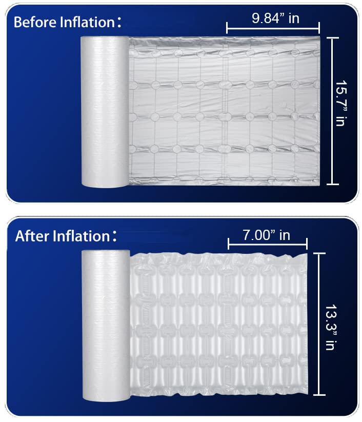 SOLTECH Inflatable Four Rows Bubble Film Cushioning Wrap Rolls,Perforated, Easy to Tear,Large Air Bubble, 15.7 Inchx984 Feet Total, Industrial, Business Bubble Supply (Perforated Line 9.84" in)