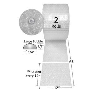 Bubble Cushioning Roll - 130 ft x 12" Wide - Large 1/2" Bubbles