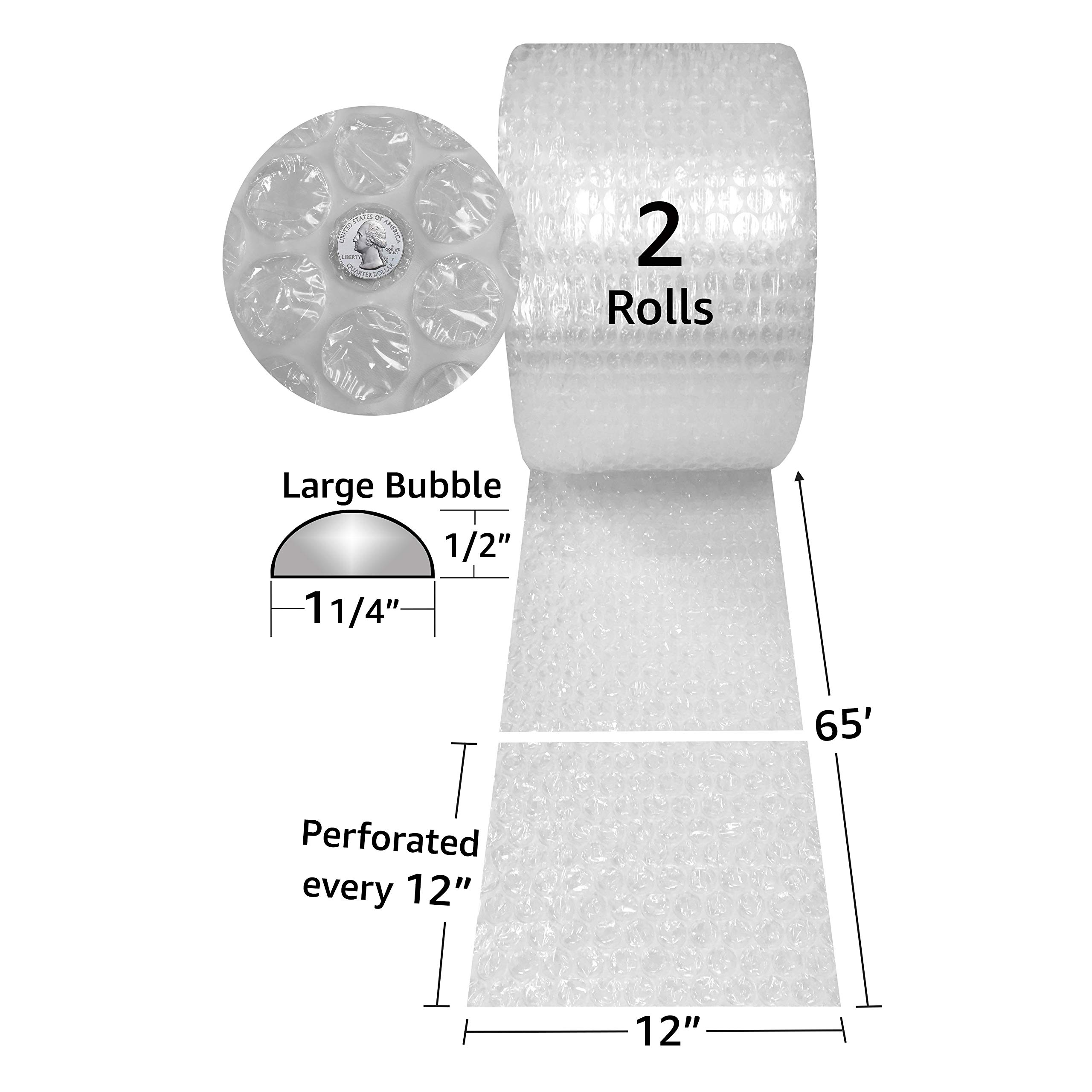 Bubble Cushioning Roll - 130 ft x 12" Wide - Large 1/2" Bubbles