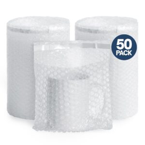 self seal bubble pouches - alternium bubble bags for packing, packaging filler for moving - cushioning wrap for fragile items, dish packing kit shipping supplies for small business - 50pcs, 7.5x8 inch