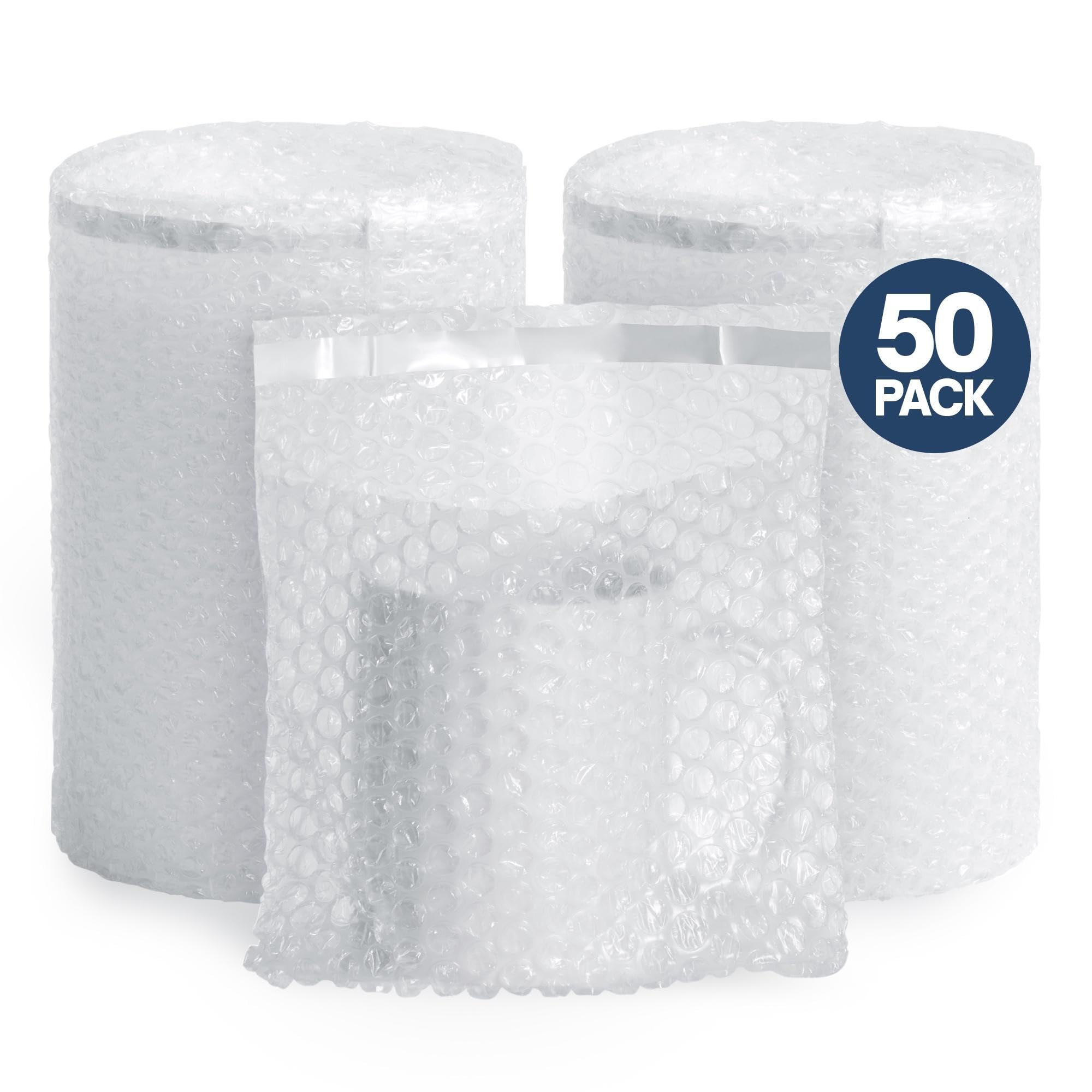 Self Seal Bubble Pouches - ALTERNIUM Bubble Bags for Packing, Packaging Filler for Moving - Cushioning Wrap for Fragile Items, Dish Packing Kit Shipping Supplies for Small Business - 50pcs, 7.5x8 Inch