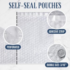 Self Seal Bubble Pouches - ALTERNIUM Bubble Bags for Packing, Packaging Filler for Moving - Cushioning Wrap for Fragile Items, Dish Packing Kit Shipping Supplies for Small Business - 50pcs, 7.5x8 Inch