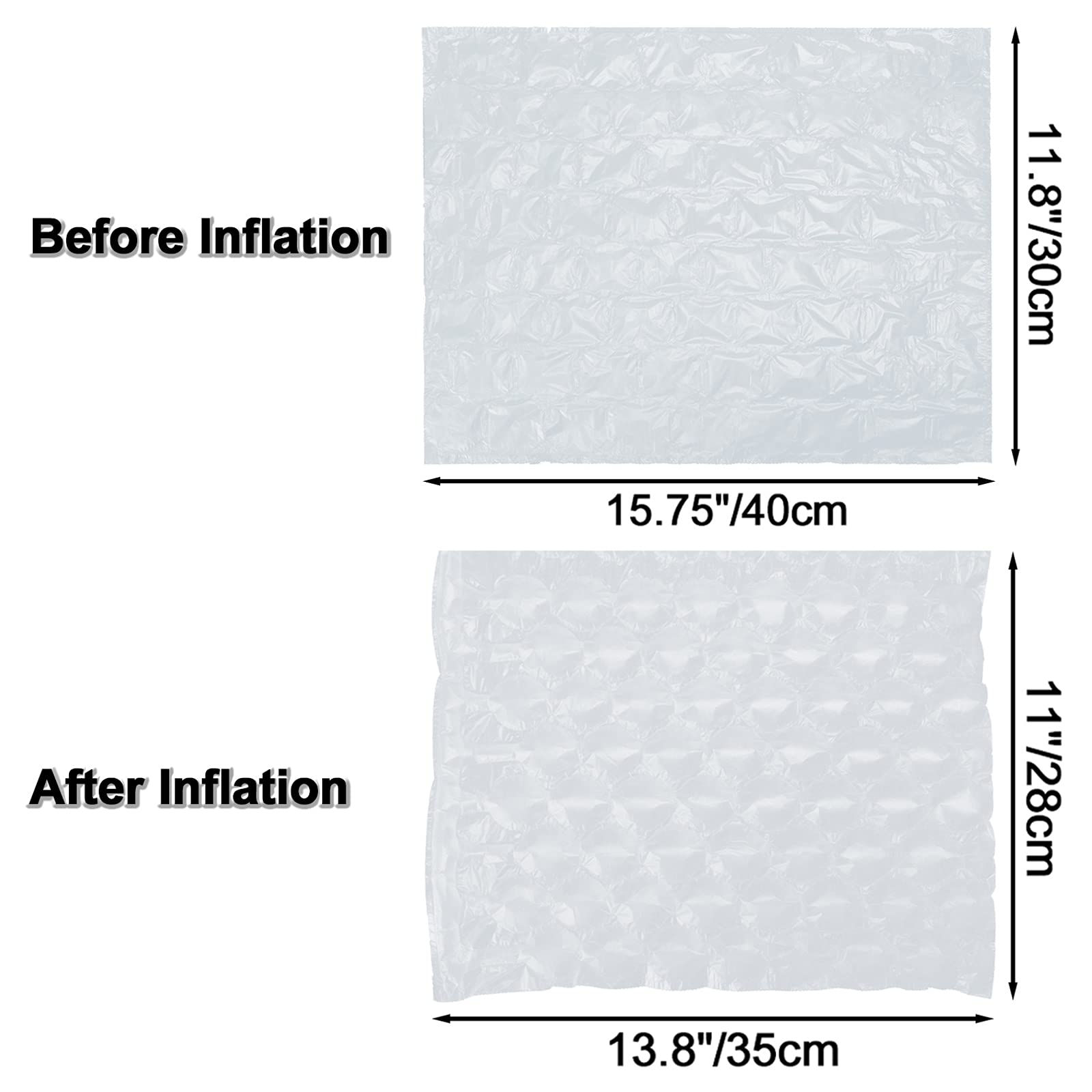 2 Rolls Air Cushion Film 985ft Length Each Roll, Total Length 1970ft, Size 15.7inch x 11.8inch, Air Pillow Bubble Bags Film, Air Cushion Machine Not Included