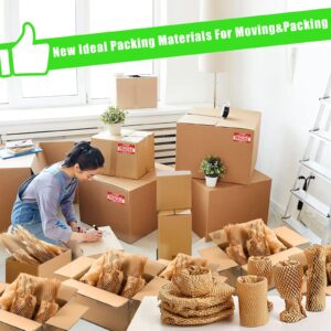 Honeycomb Packing Paper, MINHAO 15"x400' Eco Friendly Packing Paper for Moving Recyclable Honeycomb Paper Moving Supplies Bubble Paper Wrapping Protective Roll, With 36 Fragile Sticker Labels