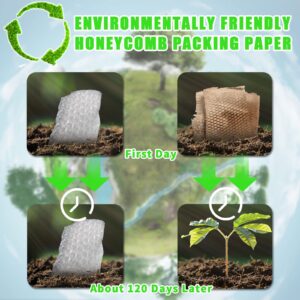 Honeycomb Packing Paper, MINHAO 15"x400' Eco Friendly Packing Paper for Moving Recyclable Honeycomb Paper Moving Supplies Bubble Paper Wrapping Protective Roll, With 36 Fragile Sticker Labels