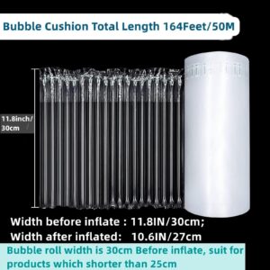 Bubble Cushioning wrap Roll Packing - 11.8in x164feet Inflatable Bubble Column Wrapping Roll with Free Pump for Packing Material Moving Shipping Supplies, Wine Bottle Protector Bag