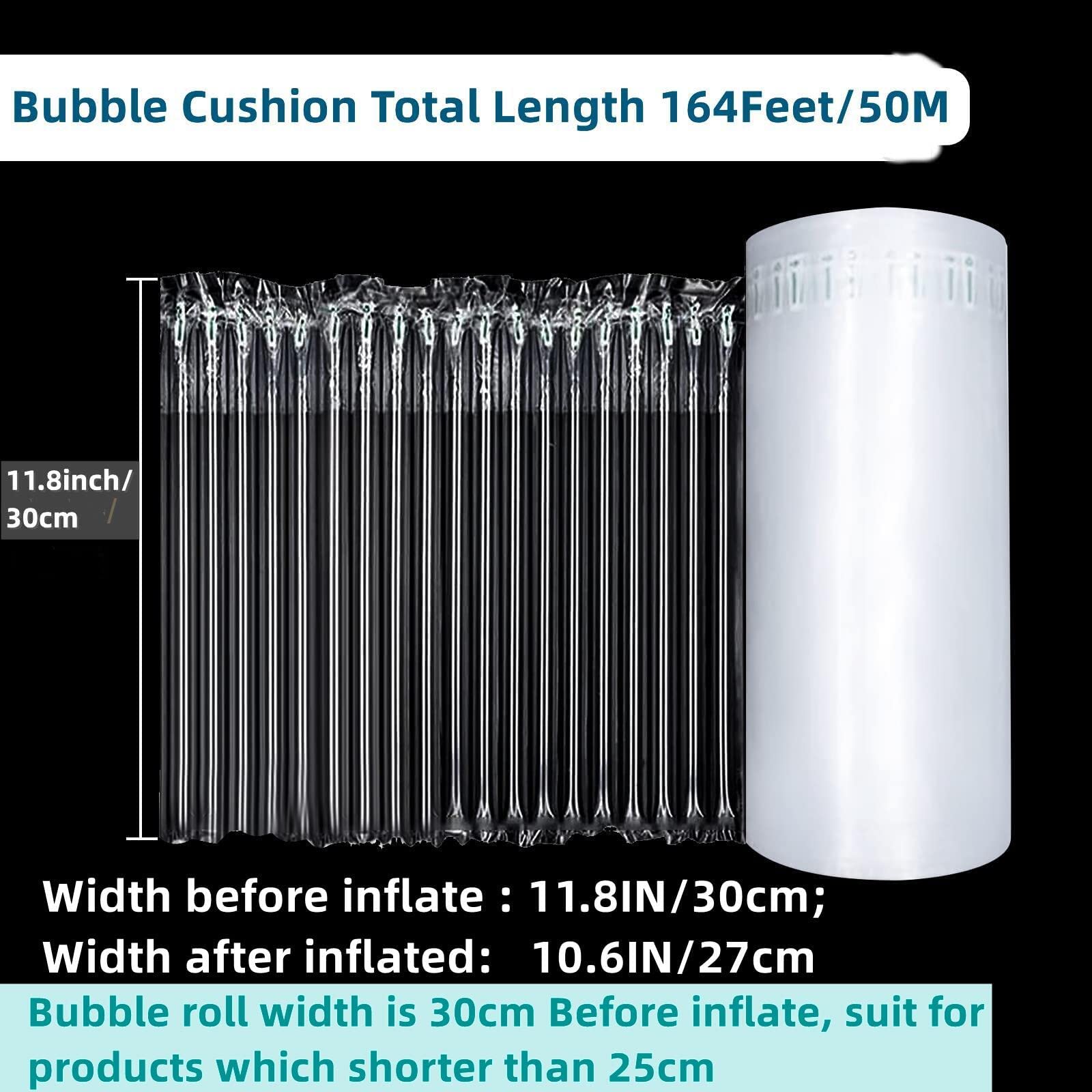 Bubble Cushioning wrap Roll Packing - 11.8in x164feet Inflatable Bubble Column Wrapping Roll with Free Pump for Packing Material Moving Shipping Supplies, Wine Bottle Protector Bag