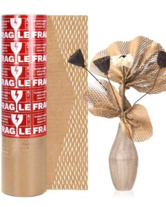 honeycomb packing paper wrap 15” x 158’, brown recycled moving supplies eco-friendly bubble paper packing wrapping for fragile items, glassware, ceramics, electronics and decorations packaged bouquet