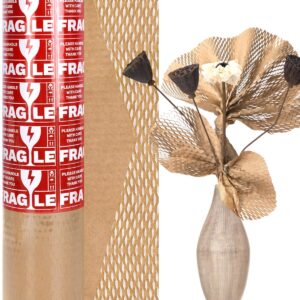 Honeycomb Packing Paper Wrap 15” x 158’, Brown Recycled Moving Supplies Eco-Friendly Bubble Paper Packing Wrapping for Fragile Items, Glassware, Ceramics, Electronics and Decorations Packaged Bouquet