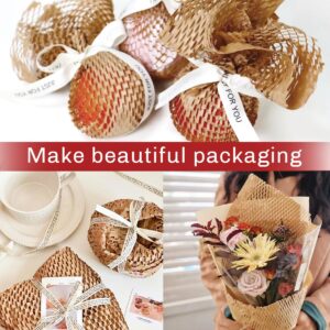 Honeycomb Packing Paper Wrap 15” x 158’, Brown Recycled Moving Supplies Eco-Friendly Bubble Paper Packing Wrapping for Fragile Items, Glassware, Ceramics, Electronics and Decorations Packaged Bouquet