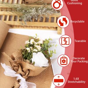 Honeycomb Packing Paper Wrap 15” x 158’, Brown Recycled Moving Supplies Eco-Friendly Bubble Paper Packing Wrapping for Fragile Items, Glassware, Ceramics, Electronics and Decorations Packaged Bouquet