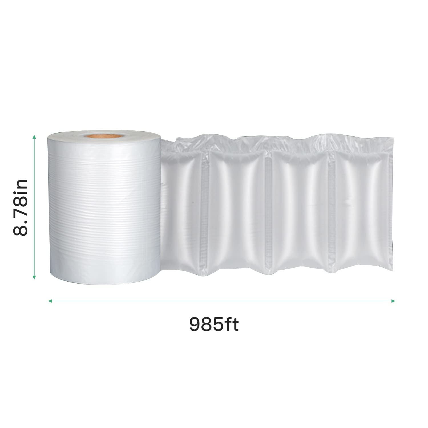 awagas Air Cushion Wrap Roll, 3000pc Air Pillow Bags Air Pillows for Packaging Inflatable Air Cushion Film Roll, Air Bubble Void Filling Bags for Bubble Wrap Packaging 985ft x 4" x 8"