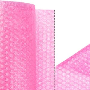 Mighty Gadget Pink Anti-Static Bubble Cushioning Wrap Rolls for Moving & Packaging with Perforated Line Every 12"(12" x72 Feet, 36’/Roll) + Free Fragile Labels