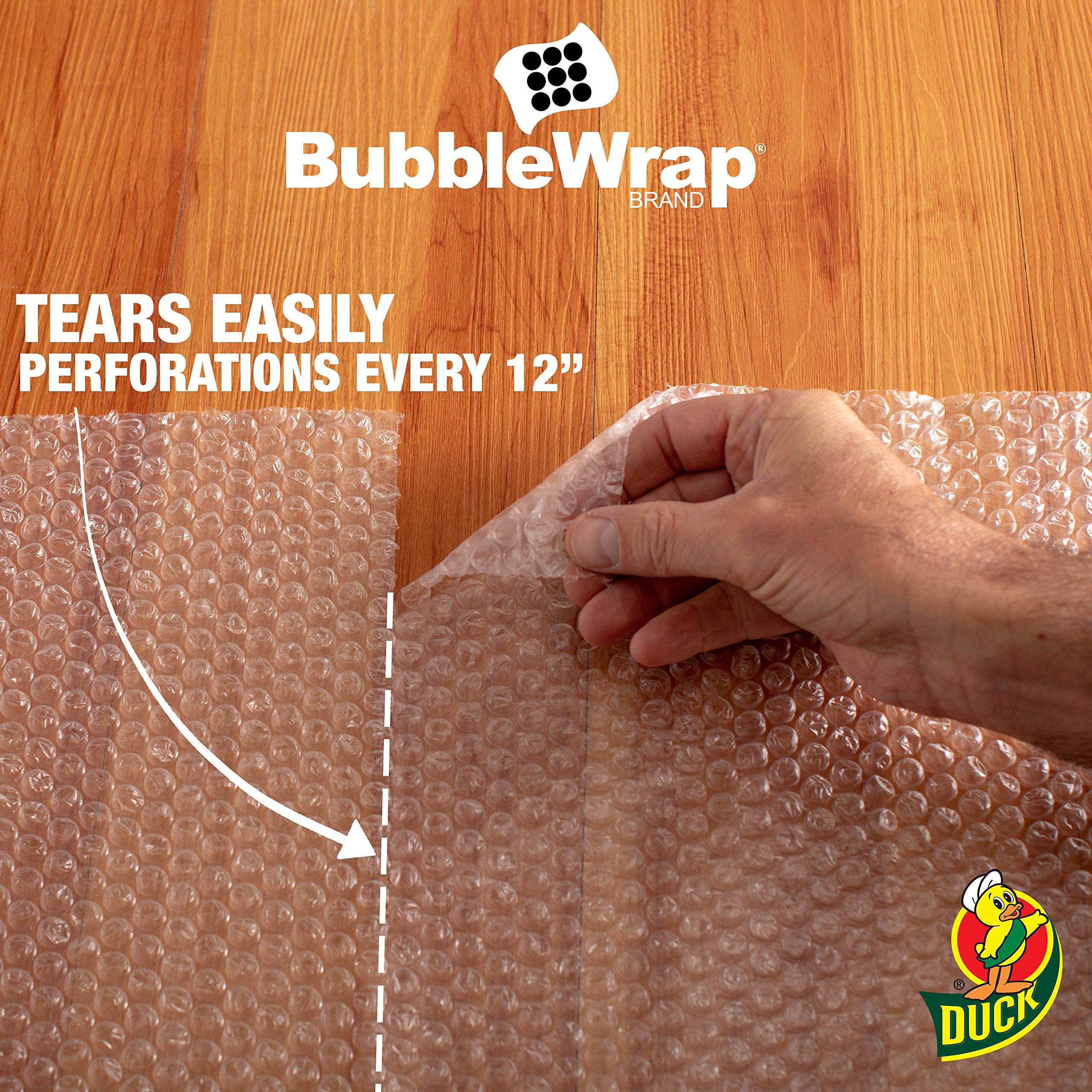 Duck Brand Bubble Wrap Roll, Original Bubble Cushioning, 12" x 150', Perforated Every 12" (284054)