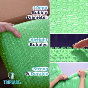 Triplast BIODEGRADABLE Green Bubble Wrap Roll (400mm x 50m) | Small Air Bubble Cushioning Bubble Wrap for Moving House, Fragile Item Packaging and Protective Wrapping for Shipping & Storage