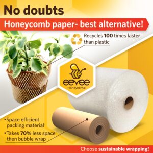 Honeycomb Packing Paper Sheets for Moving 12” x 12” Wrapping Paper Packing Sheets Honeycomb Bubble and Foam Wrap for Shipping Eco Friendly Packing Supplies for Moving 50 Pack