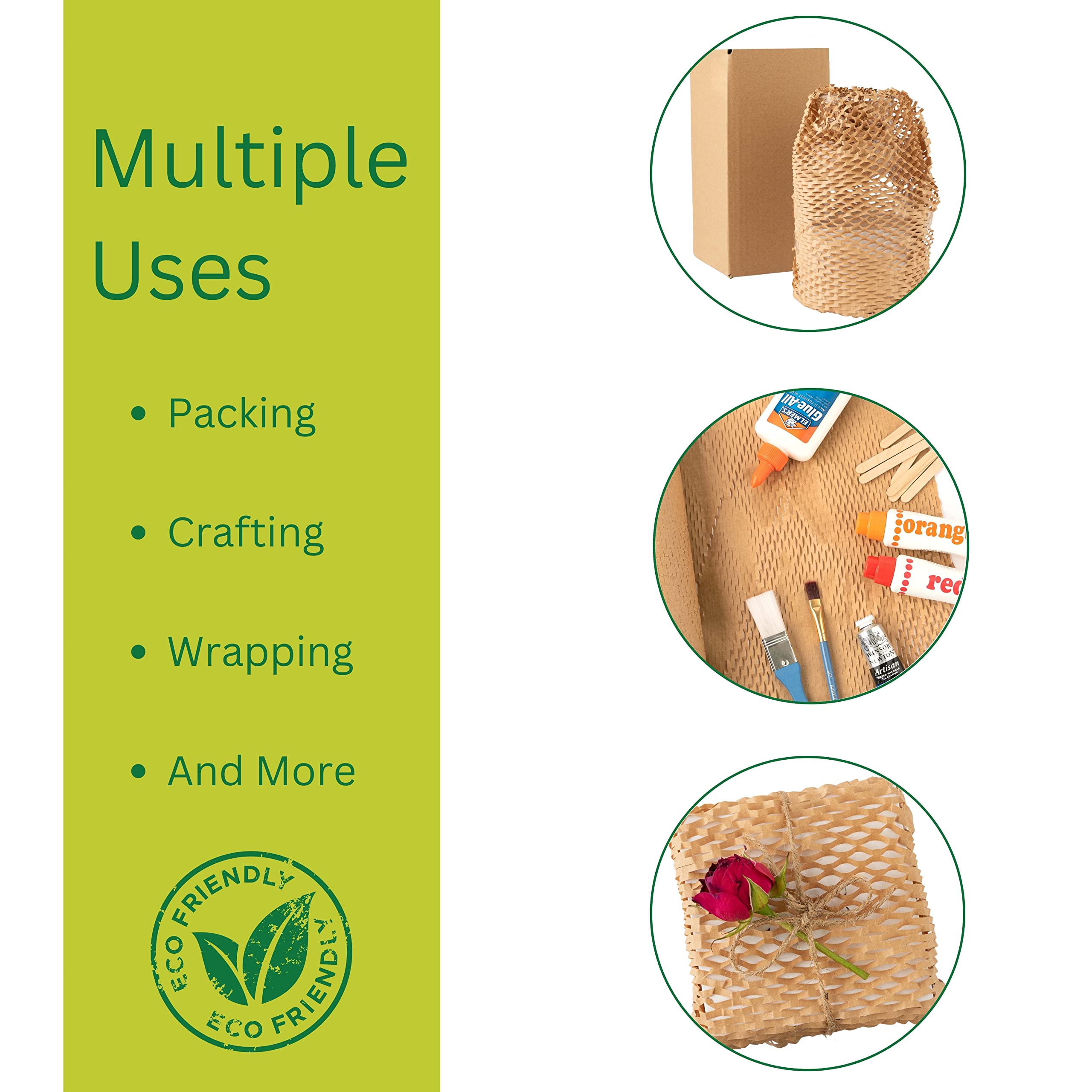 Eco-Friendly Honeycomb Wrapping Paper - 15" x 120' Roll with Fragile Stickers - Premium Packaging Solution for Fragile Items