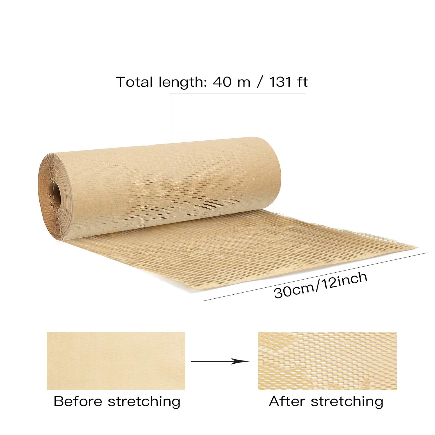 Wrapping Paper Packaging Paper Honeycomb Cushioning Wrap Paper,Kraft Packing Paper Honeycomb Wrap Roll Bubble Alternative Shipping Moving Packing Paper Gift Wrapping Paper (Kraft)