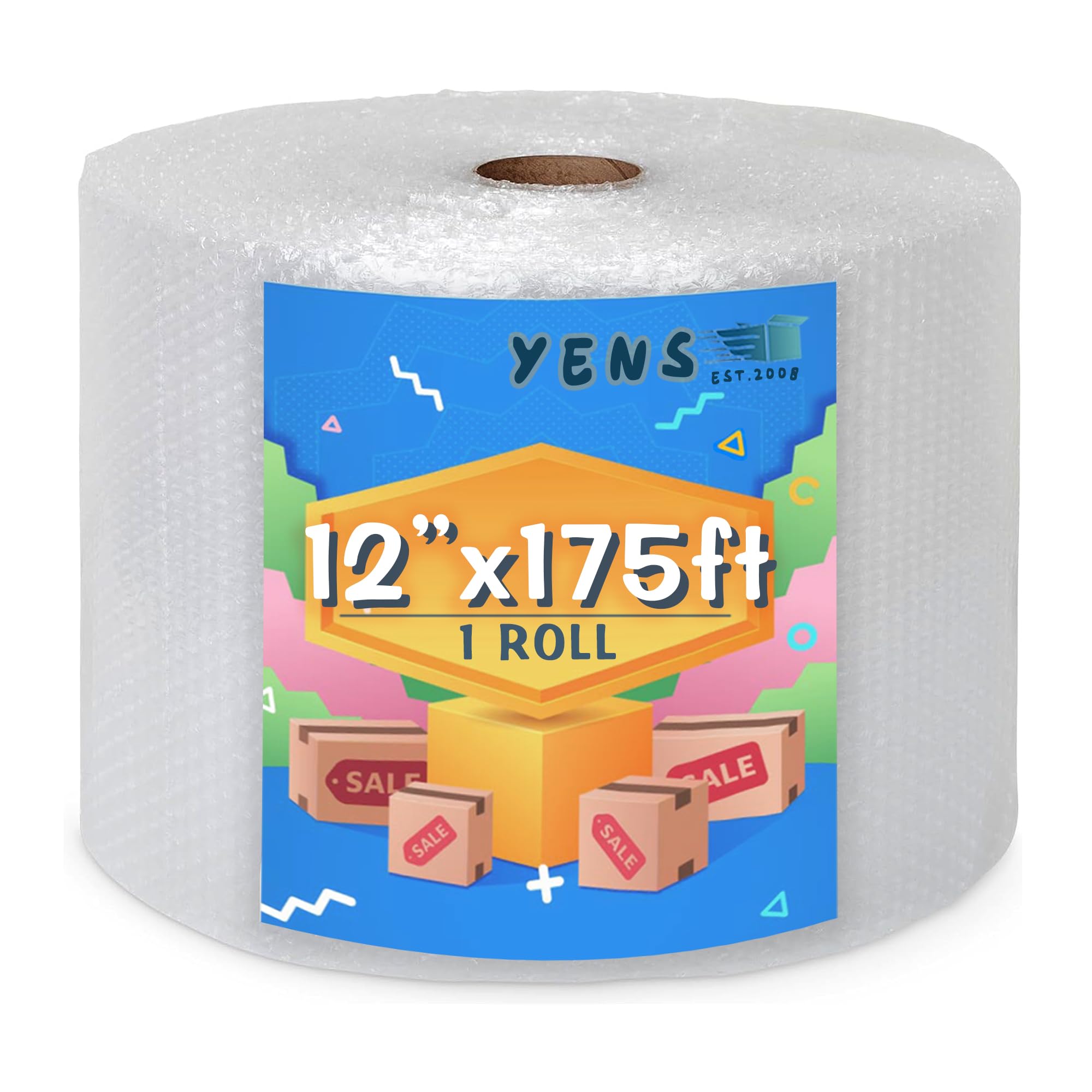 Yens 175 ft BUBBLE ROLL 12 Inch for Moving, Packaging, Perforated 12" 175 Sheets 12”X12”, Bubble Cushioning Wrap MADE IN USA