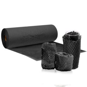 wrapping paper packaging paper honeycomb cushioning wrap paper,kraft packing paper honeycomb wrap roll bubble alternative shipping moving packing paper gift wrapping paper (black)