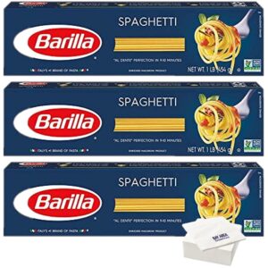 Barilla Pasta, Spaghetti, 16 Ounce, Pack of 3 with Bay Area Marketplace Napkins