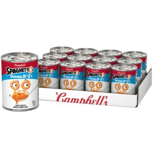 spaghettios original a to z's canned pasta, healthy snack for kids and adults, 15.8 oz can (pack of 12)