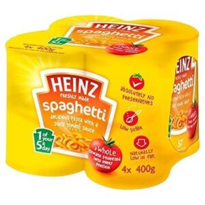 Original Heinz Spaghetti in Tomato Sauce Imported From The UK England Four Pack The Best Of British Heinz Spaghetti in Tomato Sauce