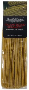 plentiful pantry italian blend spaghetti pasta, garlic & basil, 12 ounce, 1-pack