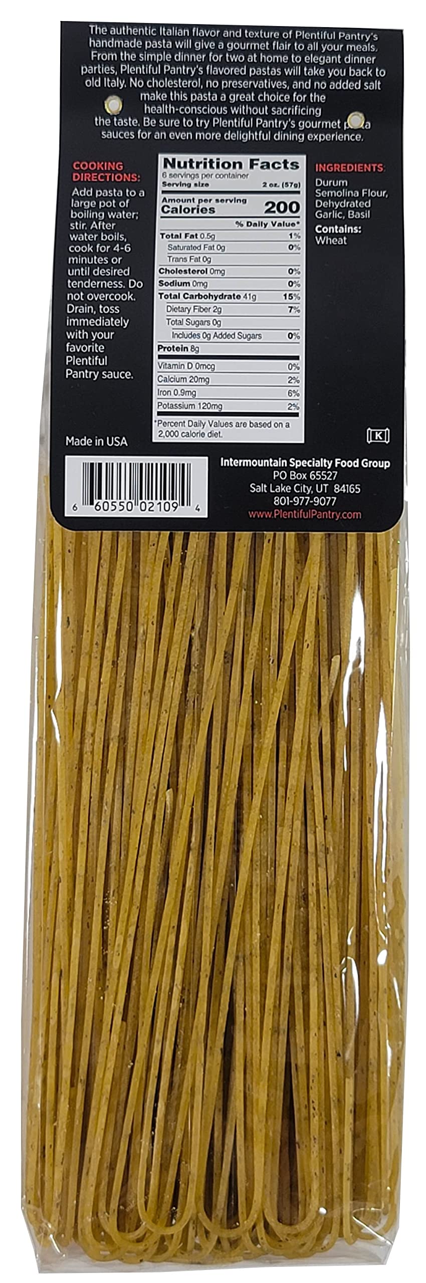 Plentiful Pantry Italian Blend Spaghetti Pasta, Garlic & Basil, 12 Ounce, 1-Pack