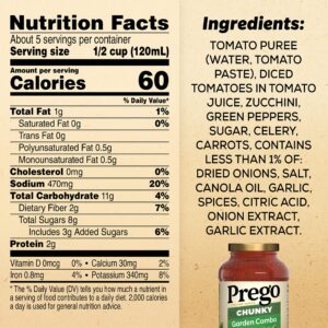 Prego Chunky Garden Combo Pasta Sauce, 23.75 Oz Jar