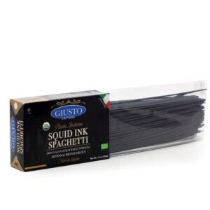 Giusto Sapore Imported Artisanal Squid Ink Spaghetti Italian Pasta, Organic Bronze Drawn, 340G